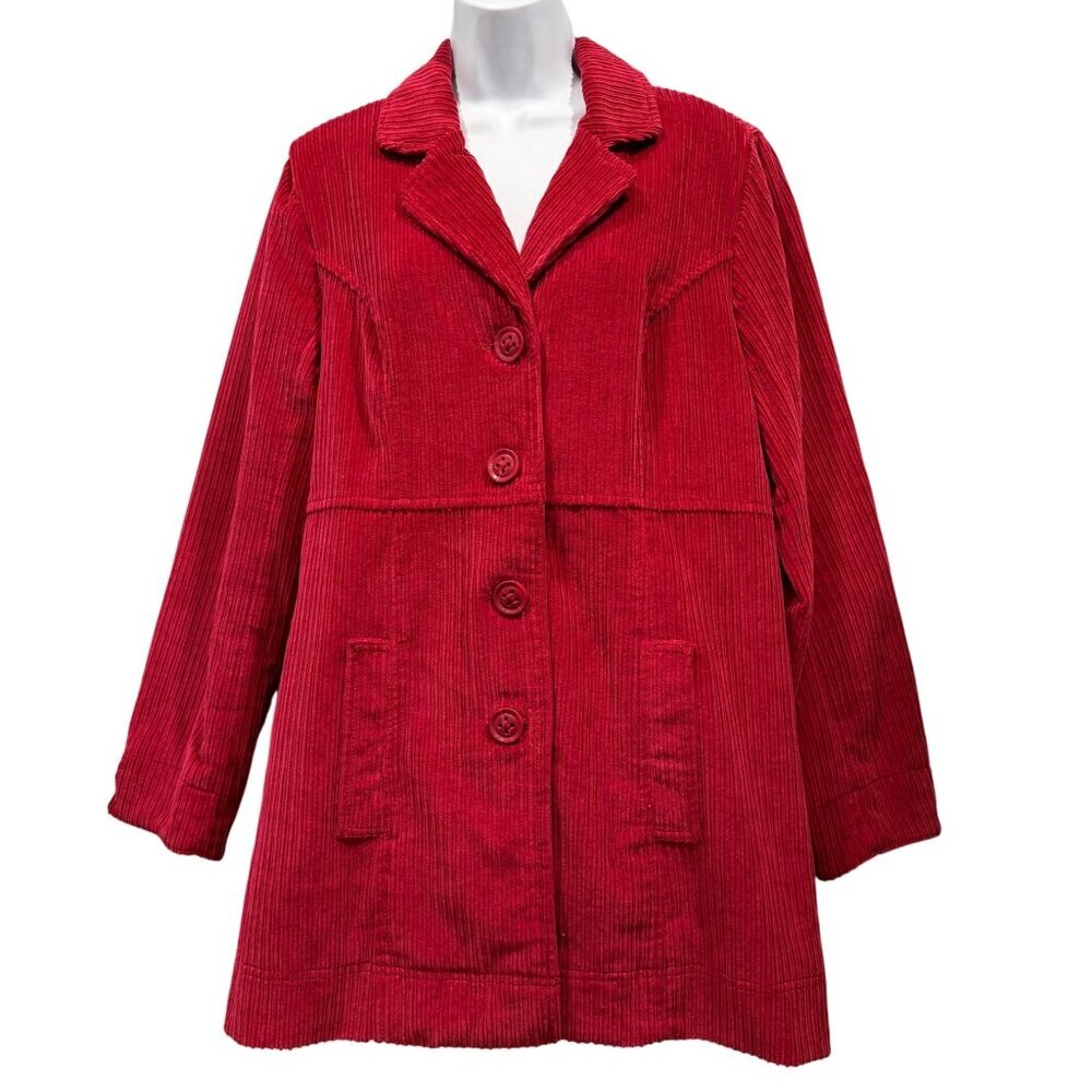 VTG D & Co Corduroy Chore Jacket Barn Coat Preppy Academia Casual Red Womens‎ M